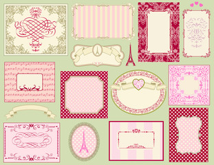 Vintage ornate frames and labels