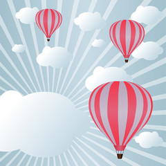 Modern background with hot air balloons