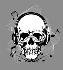 skull with headphone