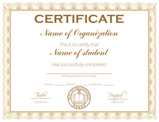 Certificate with 3 additional color variations on hidden layers