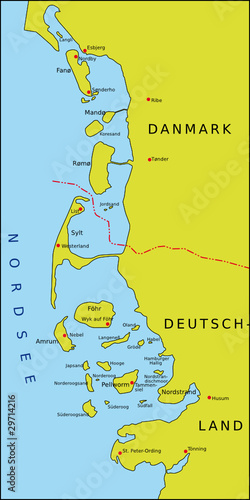 "Karte Nordfriesische Inseln" Stockfotos und lizenzfreie Vektoren auf