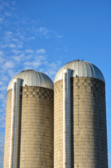 Two Concrete Stave Silos