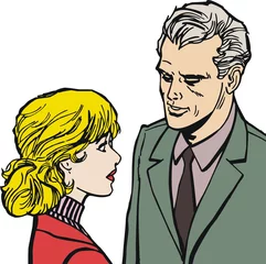 Cercles muraux Des bandes dessinées illustration avec un couple amoureux