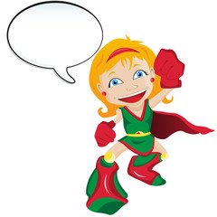 Super hero Girl with Speech Bubble