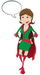 Super hero Woman with Speech Bubble