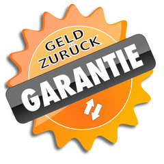 Button Geld Zurück Garantie orange