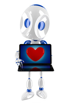 3d robot loving internet