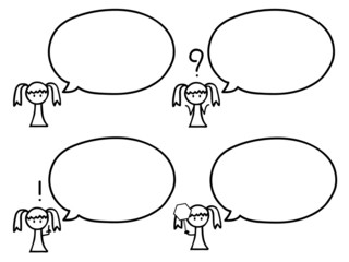 girl with speech bubbles