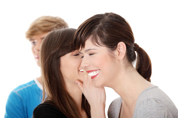 Two girls talking