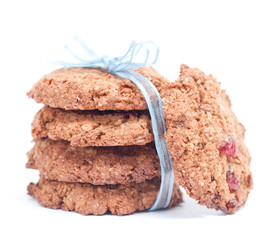 Whole wheat cookies on white background