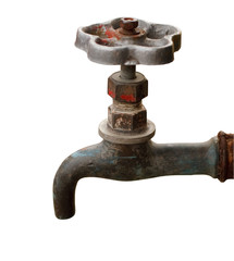 Old tap on white background.