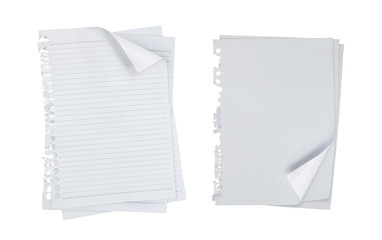blank note paper over white background