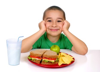 kid ready to eat a sandwich meal
