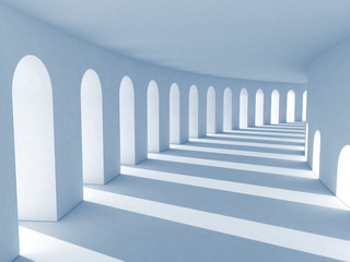 Blue colonnade with deep shadows. Illustration