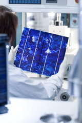 Solar Energie Hände Ökologie Labor Silizium Hintergrund
