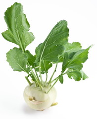 Cabbage kohlrabi on a white background