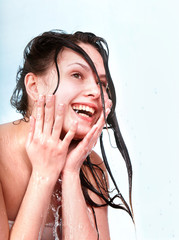 Beautiful girl with wet hair.