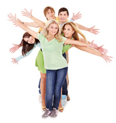 Obraz premium Group of young people on white.