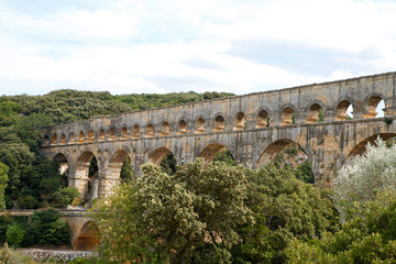 Fototapeta premium Pont du Gard aqueduct, Vers-Pont-du-Gard in South of France.