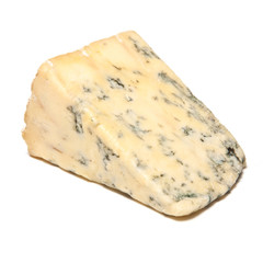 Blue cheese isolated on a wite studio background.