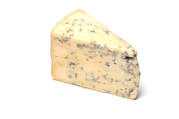 Stilton Cheese isolated on a white background.