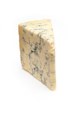 Stilton Cheese isolated on a white background.