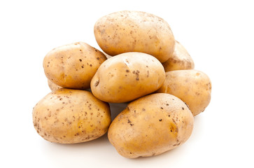 Fototapeta na wymiar Arrangement of organic potatoes, isolated