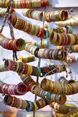 Bangles colorful ornaments on the market in India