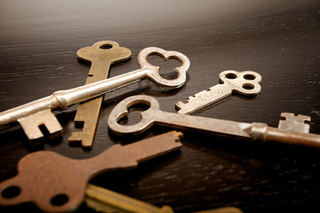 Old Antique Keys in a Grouping