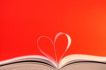 Heart shape on red background