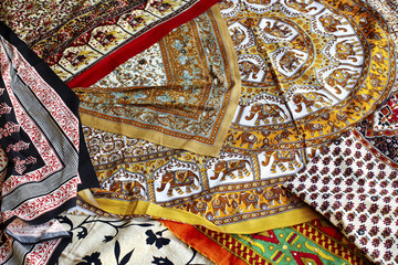 Handmade printed fabric on the market in India