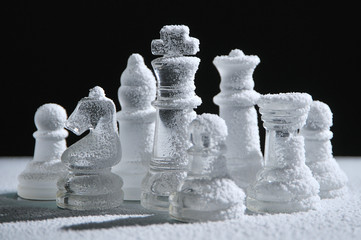 Chess figures under snow