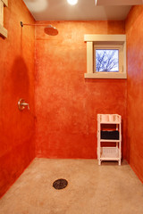 Modern red open shower room