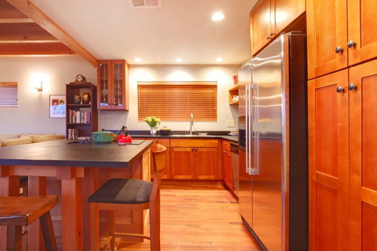 Modern luxury kitchen with Cherry hardwood