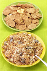Breakfast cereal in plates