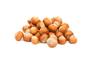 Composition from nuts on the white isolated background