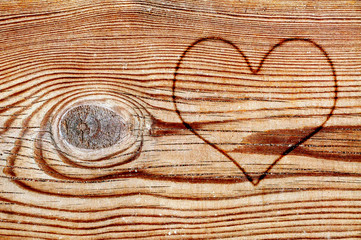 heart on a wood board