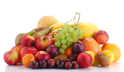 Naklejka na ściany i meble Composition with variety of fruits isolated on white