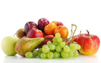 Composition with variety of fruits isolated on white