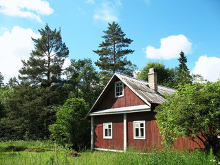 Fototapeta na wymiar Wooden house in the woods