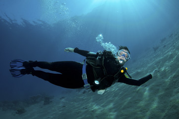 scuba diver having fun