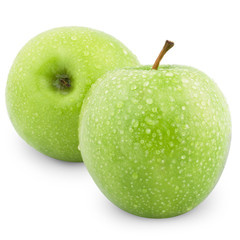 Two Green apples Isolated on a white background