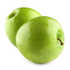 Two Green apples Isolated on a white background