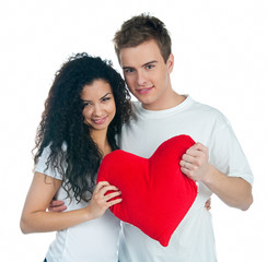 Young couple with a heart