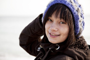 Funny girl at the beach.