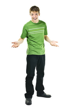 Smiling Young Man Shrugging