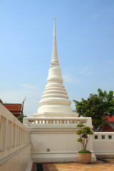 White pagoda in Buddha temple.