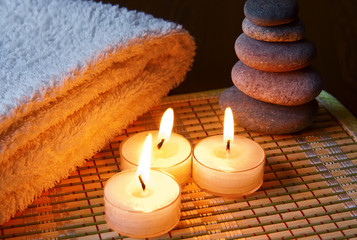 Candles, Stones And Towel