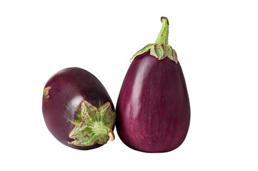 Two eggplant on a white background