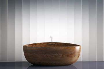 wood bathtub 3d render